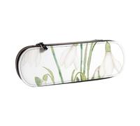 Pintura De Acuarela Botánica De Flor De Campanilla Blanca, Estuche para lápices Estuche para lápices de cuero de PU Estuche para lápices de gran capacidad Estuche para lápices Bolsa de cosméticos