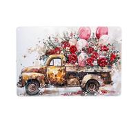 Pintura De Acuarela De Un Camión Lleno De Globos Y Flores, Arte Mural Romántico Cartel De Chapa Retro Pared Muestra Placa Divertida Metal Cartel Para Cafetería Jardín Hogar 20X30Cm