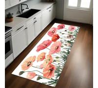 Pintura De Acuarela Felpudo Pasillo 40 x 120 cm Flores, brotes, Flores Silvestres Antideslizante Alfombra de Corredor Suave para Cocina, Entrada y Decoración del Hogar