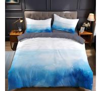 Pintura de Acuarela Juego de Funda nórdica Cama 105 Cielo Azul Abstracto Funda edredón Reversible 180x220 cm Microfibra Suave Set de Ropa de Cama 3 Piezas para Cama Individual o de Matrimonio