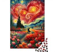 Pintura de Amor romántico 1000 Piezas Cartón Grueso Rompecabezas Premium para Adultos Desafío Juego Educativo Decoración De Paredes Paquete De Valor 38x26cm/1000pcs