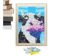 Pintura de animales con botones, educativa con marco, pintura de botón con patrón de de resina, para sala de estar, dormitorio, aula, niños, niñas, adolescentes, principiantes