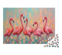 Pintura de Arte Flamenco 1000 Bandada Flamingo Piezas Puzzle Cartón Reciclado Mudanza Actividad Casa Decoración De Pared Interior Anti Estrés Idea Juego Regalo 52x38cm/1000pcs