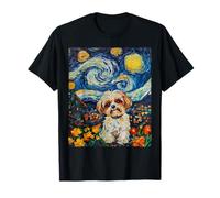 Pintura de arte moderno Van Gogh Noche estrellada Shih Tzu Camiseta