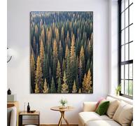 Pintura De Bosque De Pinos Otoñal Sobre Lienzo, Arte De Pared Sepia Moderno Grande Dorado, Cuadro De Paisaje Botánico, Decoración De Pared Para Sala De Estar, 50X70Cm Sin Marco