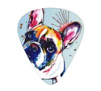 Pintura de bulldog francés,12 púas de guitarra, 3 grosores diferentes para guitarra acústica, bajo y ukelele