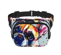 Pintura de Bulldog francés,Riñonera Cuadrada de Doble Capa, Bolso de Viaje, Bolso Informal para el Pecho.