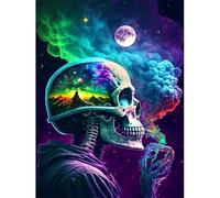 Pintura de calavera por números para adultos, kit de pintura al óleo de lienzo de esqueleto para adultos, kit de pintura de arte para manualidades, pintura de dibujo de pigmentos acrílicos para regalo