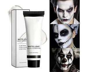 Pintura de cara blanca-37 ml Fundación de líquido mate a prueba de manchas portátiles | Maestría en el maquillaje de escenario de costs hidratantes para artistas, disfraces, efectos de teatro y mezcla