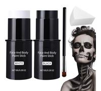 Pintura de cara negra blanca - Kit de maquillaje de Halloween | Skeleton Zombie Clown Makeup Hallowen | Pintura corporal para suministros de fiesta de maquillaje de cumpleaños, decoración de fiesta