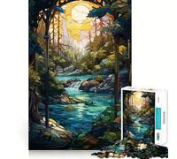 Pintura de Cascada y río para Adultos Rompecabezas de 1000 Piezas Juego Mental Divertido tecnología Avanzada de Corte láser desafío entretenido para el Tiempo de Espera (38x52cm)