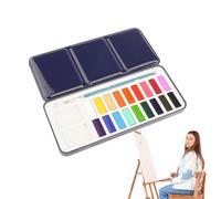 Pintura de color de agua lavable | Pintura de acuarela para niños | Bloque de acuarela de 12 colores Perfecto para la caja de metal para niños incluye suministros de arte portátiles resistentes a la d