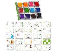 Pintura de dedos | Almohadilla de tinta lavable arcoíris - Juegos de herramientas de pintura artística para niños, bebé, escuela, aula, fiesta, manualidades, decoración, cerámica, arte para el hogar