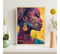 Pintura de Diamante Adultos Abstracto, 5D Mujeres africanas Diamond Painting Kit Completo, Manualidades Adultos DIY Cristal, Pintura con Diamante Cuadrados, Decoración Pared Casa Regalo 70x90cm, z@37