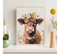 Pintura de Diamante Adultos Animal, 5D Ganado de las Tierras Altas Diamond Painting Kit Completo, Manualidades Adultos DIY, Pintura con Diamante Cuadrados, Decoración Pared Casa Regalo 70x90cm, z@977