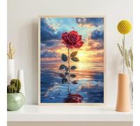 Pintura de Diamante Adultos Atardecer, 5D Rosa Diamond Painting Kit Completo, Manualidades Adultos DIY Cristal, Pintura con Diamante Strass Redondos, Decoración Pared Casa Regalo 10x15cm, z@1169