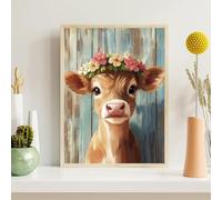 Pintura de Diamante Adultos Ganado de las Tierras Altas, 5D Animal Diamond Painting Kit Completo, Manualidades Adultos DIY, Pintura con Diamante Cuadrados, Decoración Pared Casa Regalo 40x50cm, z@1020