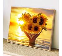 Pintura de Diamante Adultos Girasol, 5D Amar Diamond Painting Kit Completo, Manualidades Adultos DIY Cristal, Pintura con Diamante Strass Redondos, Decoración Pared Casa Regalo 30x40cm, z@2324