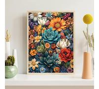 Pintura de Diamante Adultos Planta, 5D Flor Diamond Painting Kit Completo, Manualidades Adultos DIY Cristal, Pintura con Diamante Strass Cuadrados, Decoración Pared Casa Regalo 60x80 cm, z@78