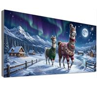 Pintura de Diamante Alpaca 5D Adultos Kit Completo Grande 90x180cm, Diamond Painting Invierno Full Drill Pincelada de Diamantes, Mosaico Bordado Punto de Cruz, Decoración Pared Hogar DIY C6-790