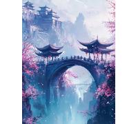 Pintura de Diamante Arquitectura Diamond Painting Adultos Puente Pintura de Diamante Kits, 5D DIY Diamond Art Kit, Dibujos con Diamantes Punto de Cruz Adultos para Decoración Hogar 60x80cm, Model 616