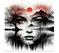 Pintura de diamante cara mujer negro 30 x 30 cm mosaico arte bordado punto de cruz imágenes regalo