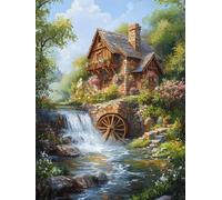 Pintura de Diamante Casas Diamond Painting Adultos Río Pintura de Diamante Kits, 5D Diamond Art Kit, Dibujos con Diamantes Punto de Cruz Manualidades Adultos para Decoración Hogar 50x70cm, Model 234