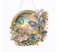 Pintura de diamante de colibrí de forma especial de doble cara Pavo real colgante de diy 5d Pintura de diamante Doting Owl para la decoración de la ventana del jardín