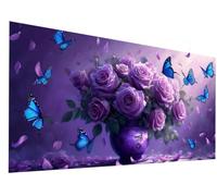 Pintura de Diamante Flores 5D Adultos Kit Completo Grande 90x180cm, Diamond Painting Mariposa Full Drill Pincelada de Diamantes, Mosaico Bordado Punto de Cruz, Decoración Pared Hogar DIY C6-810