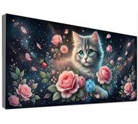 Pintura de Diamante Gato 5D Adultos Kit Completo Grande 90x180cm, Diamond Painting Flores Full Drill Pincelada de Diamantes, Mosaico Bordado Punto de Cruz Cristal Strass, Decoración Hogar DIY C6-778