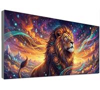 Pintura de Diamante León 5D Adultos Kit Completo Grande 30x60cm, Diamond Painting Animal Full Drill Pincelada de Diamantes, Mosaico Bordado Punto de Cruz Cristal Strass, Decoración Hogar DIY C6-392