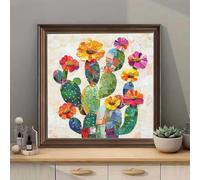 Pintura de Diamante Pack de 2 Flor,Cactus Cuadro Diamantes 5D Kit Completo Playa Diamond Painting Adultos Principiantes Cuadrado Full Drill,Manualidades DIY para Decoración Hogar 30x30cm,2p110p