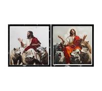 Pintura de Diamante Pack de 2 Religión,Animal Cuadro Diamantes 5D Kit Completo Playa Diamond Painting Adultos Principiantes Cuadrado Full Drill,Manualidades DIY para Decoración Hogar 40x40cm,2p47p