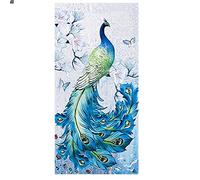 Pintura de Diamante Pavo Real 45x85 cm (interior 40x80 cm) 5D Punto Diamante Pavo Real Sobre Columna para Adultos Cuadros de Diamantes 5D de Pavo Real Pintura por Números Punto de Cruz kit Completo