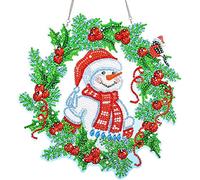 Pintura de diamantes 5D, corona de puerta de Navidad DIY, conjunto de corona redonda de Navidad, corona de Navidad para adultos, adornos para niños