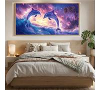 Pintura de Diamantes 5D Kit Completo, Amar Diamond Painting Adultos Principiantes, Delfín Cuadros de Diamantes para Hacer, Manualidades para Adultos, Decoración de Pared Hogar,Regalo, 50x100cm Mq-7
