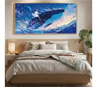 Pintura de Diamantes 5D Kit Completo, Ballena Diamond Painting Adultos Principiantes, Animal Cuadros de Diamantes para Hacer, Manualidades para Adultos, Decor de Pared Hogar,Regalo, 50x100cm Mq-460