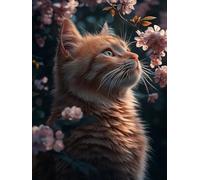 Pintura de Diamantes DIY Gato,Diamond Painting Adultos con Accesorios de Cristal Pintura de Diamantes,Principiantes Pinturas por Números de Flores 4,para Decoración Pared del Hogar 60x80cm A62S-1027