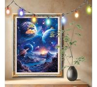 Pintura de Diamantes para Adultos,5D Cielo Estrellado,Tierra Diamond Painting,DIY Cuadro de Diamantes para Principiantes,Puzzle de Diamantes Para Regalos y Decoración del Hogar (90x120cm) 59N-5848
