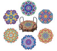 Pintura de diamantes para niños, manualidades con mandalas en forma de pétalo, posavasos con pintura de diamantes, juego de manualidades para niñas de 8, 9, 10, 11 y 12 años