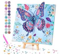 Pintura de diamantes para niños, pintura de diamantes, juego de manualidades para niños, regalos para niñas 6, 7, 8, 9, 10, 11 años, manualidades para niñas, pintura de diamantes, mariposas, con marco