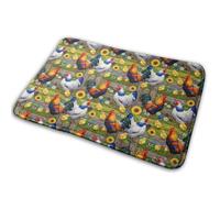 Pintura De Flores De Jardín De Pollo Y Gallo Felpudos Plegable Felpudos Entrada Cómoda Alfombrilla De Baño para Bañera Ducha Inodoro 40X60Cm