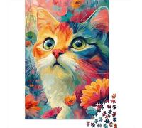 Pintura de Gato Colorido Rompecabezas 1000 Piezas para Apasionados, Cartón Grueso Reciclado, Decoración Mural, Regalo De Fiesta, Rompecabezas Educativo 52x38cm/1000pcs