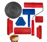Pintura de grano de madera - Juego de rodillos texturizados, aplicador de arte de pared estampado, para decoración de pared interior, decoración de muebles, efecto visual, renovación del hogar,