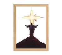 Pintura de Jesús - Imagen iluminada de Jesús 3D con LED - Pintura religiosa LED como arte de pared e inspiradora decoración cristiana para el hogar, dormitorio, iglesia, Pascua, Navidad, cumpleaños