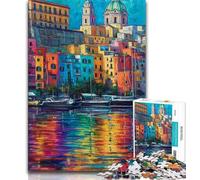 Pintura de la Costa de Nápoles, Italia Rompecabezas para Adultos, 1000 Piezas Juguete Educativo Intelectual, descompresor, Ideal para decoración de Escritorio (38x26cm)