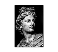 Pintura de lienzo de cabeza blanca y negra La estatua de Apolo Escultura Póster Impresión de imágenes artísticas de pared para la decoración de la pared de la sala de estar Sin marco-50X75cm