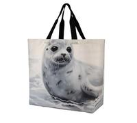Pintura De Lobo De Mar De Arpa Bolsa De Compra Gran Capacidad Bolsa Hombro Versátil Tote Shopper Para Shopping Trabajo Fitness