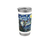 Pintura de noche estrellada de Van Gogh Colibrí Vaso térmico de acero inoxidable de doble pared