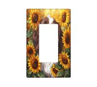 Pintura de otoño Springer Spaniel Dog Switch Cover Placa de pared 1 Gang Single Rocker, placa frontal eléctrica de girasol de otoño para decoración de dormitorio, baño, placa de interruptor de tamaño